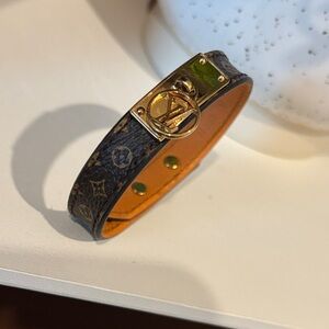 Louis Vuitton Gold and Brown Logomania Monogram Bracelet, Size 17